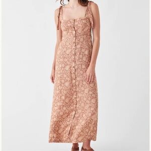 NWOT Faherty Kendall Linen Dress Bronze Riviera Floral Size L